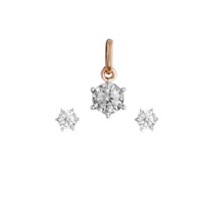 Buy 18 Karat Gold & Diamond Pendant Set