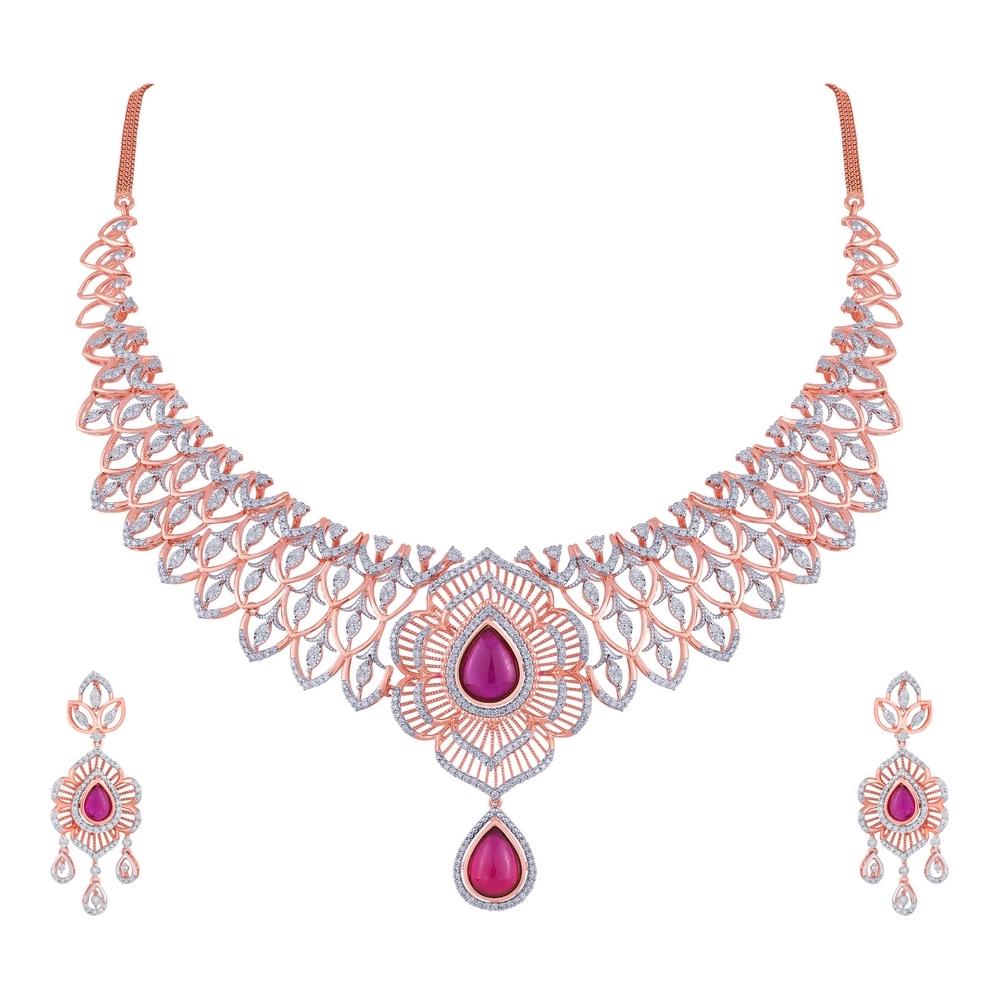 18 Kt Gold & Diamond Necklace Set | Diamond - Reliance Jewels