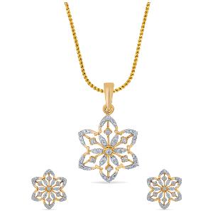 Buy 14 Karat Gold & Diamond Pendant Set