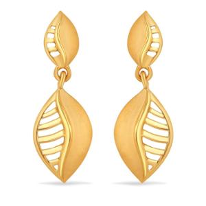 Buy 22 Karat Simple Leaf Drop Gold Earrings