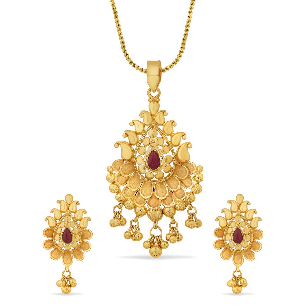 22 Karat Gold Pendant Set | Gold - Reliance Jewels
