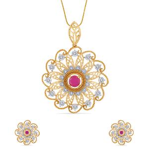 Buy 14 Karat Gold & Diamond Pendant Set