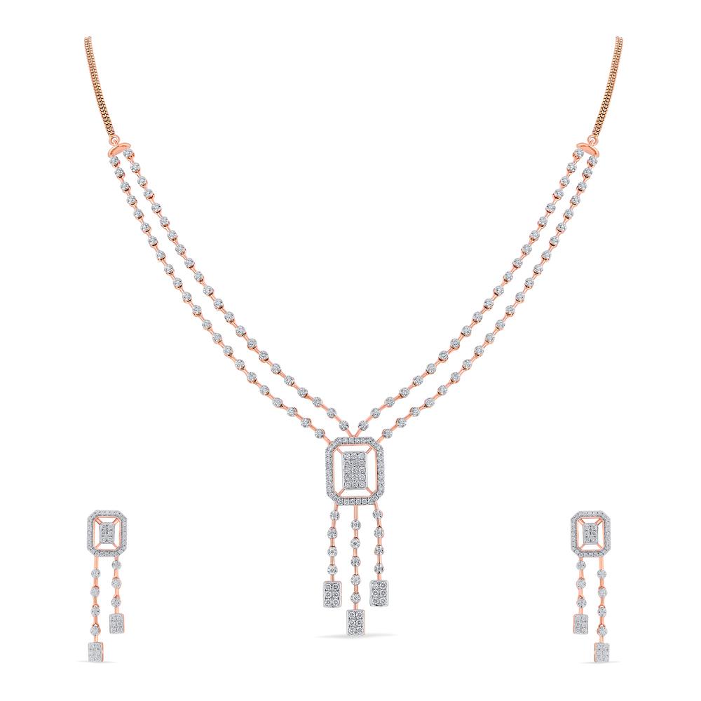 Buy 18 Karat Gold & Diamond Necklace Set