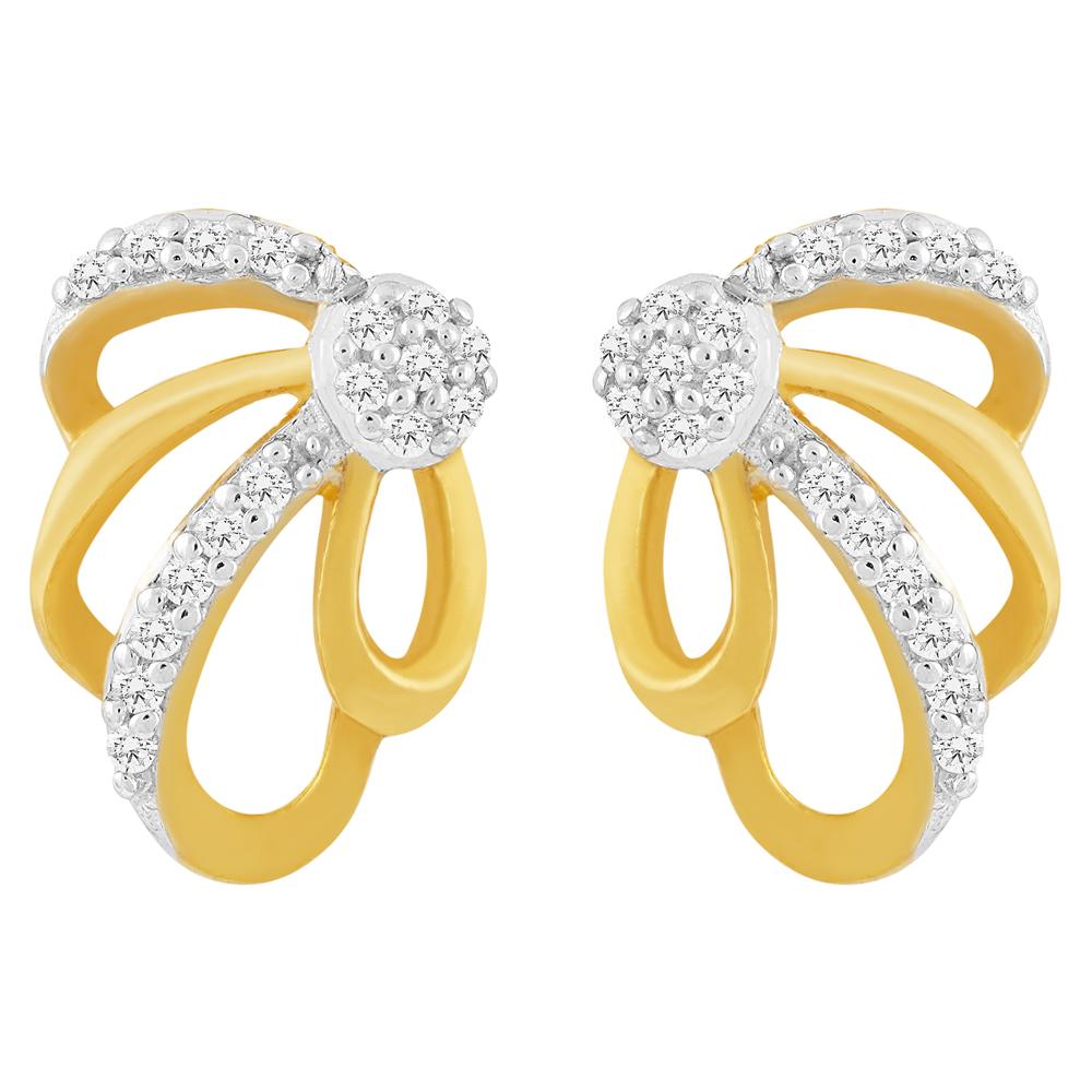 Buy Two Tone Plated Floral Design 22Kt Gold Earrings