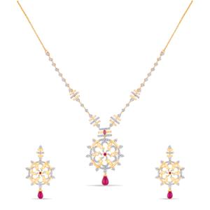 Buy 18 Karat Gold & Diamond Necklace Set