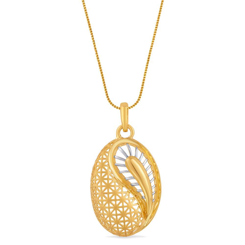 Buy Oval Filigree Gold Pendant with White Accent