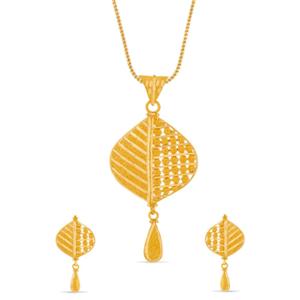 Buy Filigree Leaf Drop Gold Pendant Set