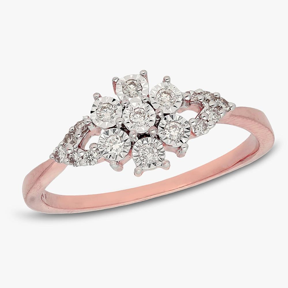 Buy Floral Design 14 Kt Gold & Diamond Ring For Women