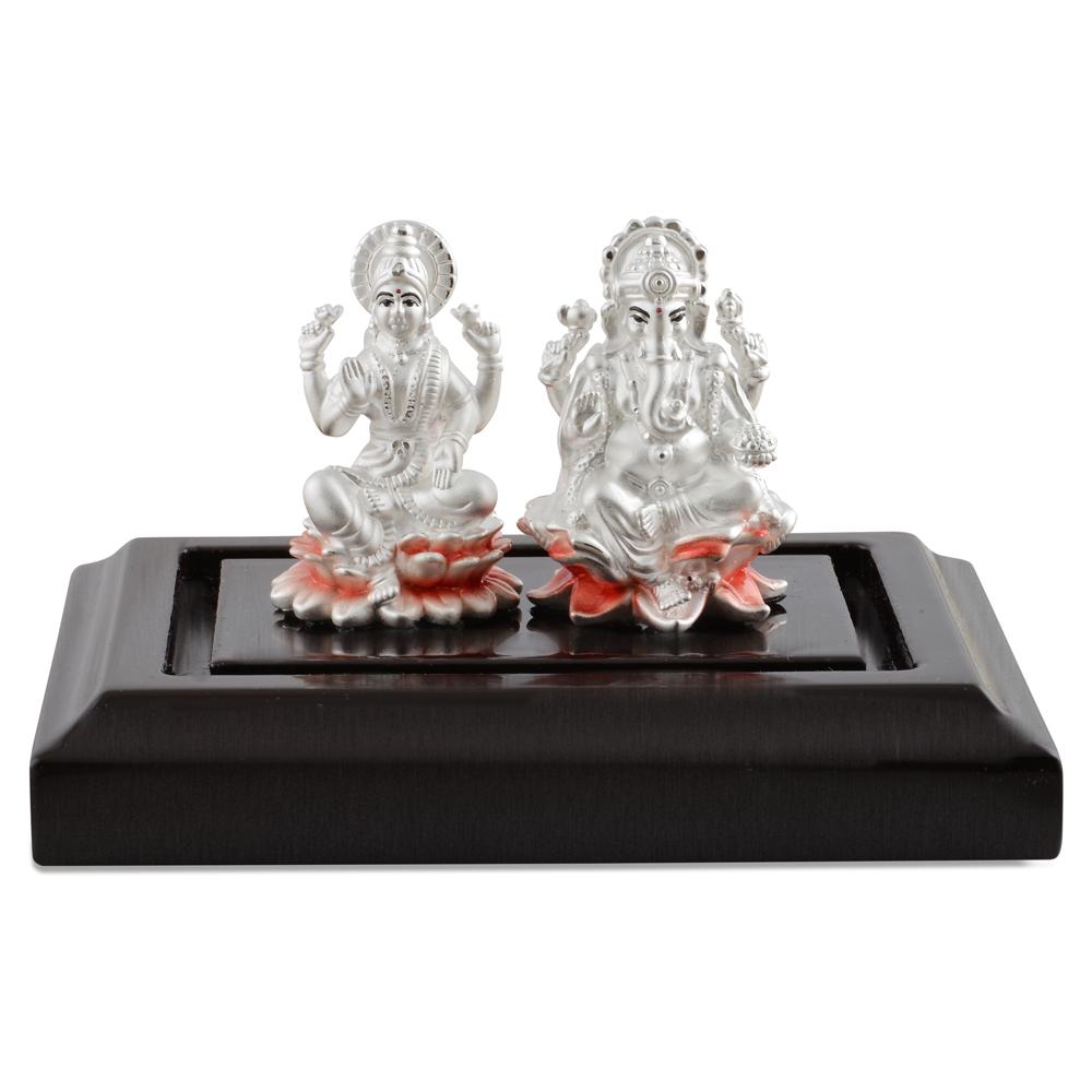 Buy Ganesh Lakshmi Silver Idol
