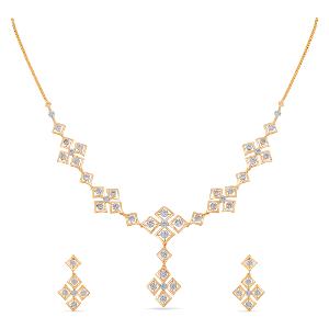 Buy 14 Karat Gold & Diamond Necklace Set
