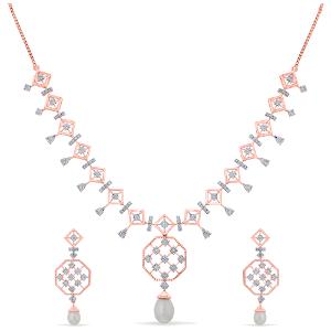 Buy 14 Karat Gold & Diamond Necklace Set
