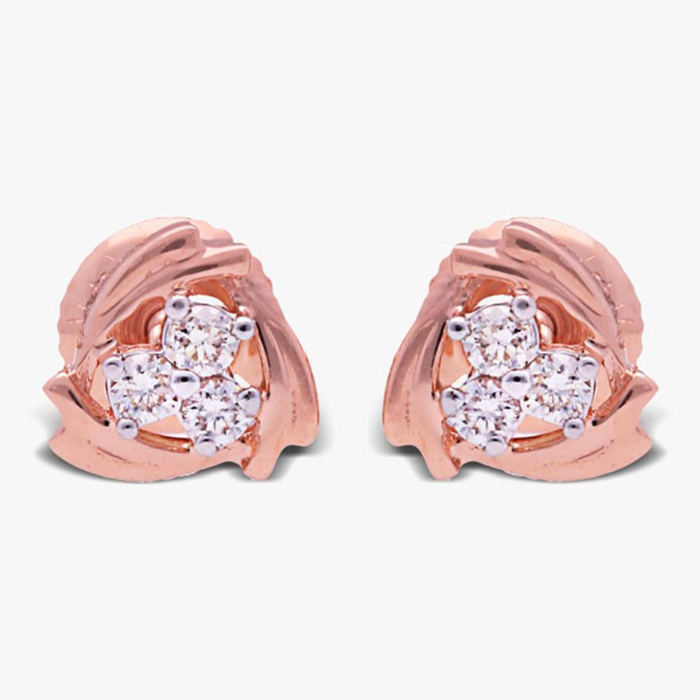 Buy Floral Gold & Diamond Kids 14 Kt Earrings