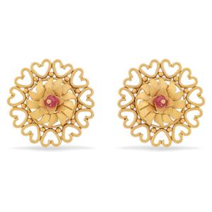 Buy 22 Karat Gold Floral Heart Earrings
