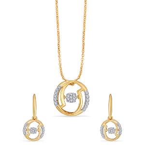 Buy 14 Karat Gold & Diamond Pendant Set