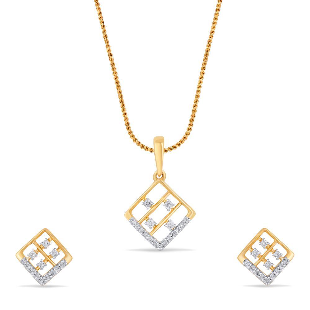Buy Geometric Sparkle Diamond Pendant Set