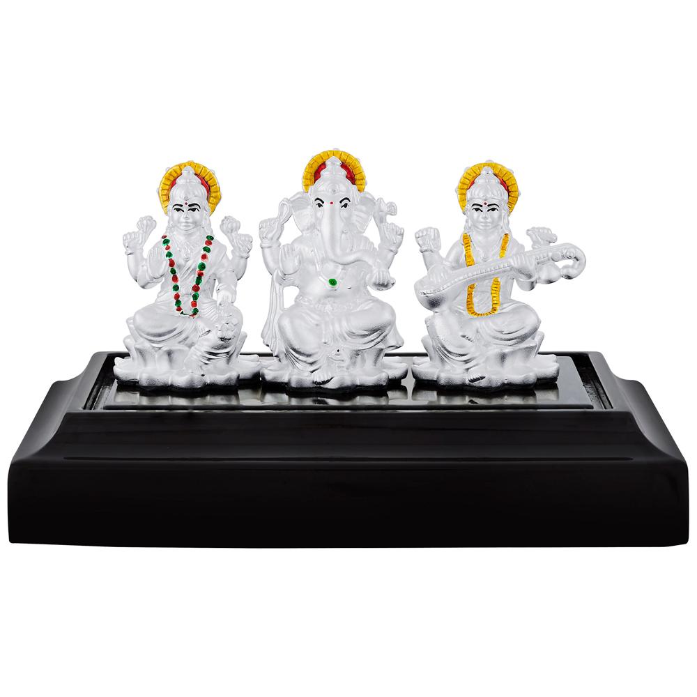 Buy Ganesh, Lakshmi and Saraswati Silver Idol