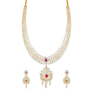 Buy 18 Karat Gold & Diamond Necklace Set