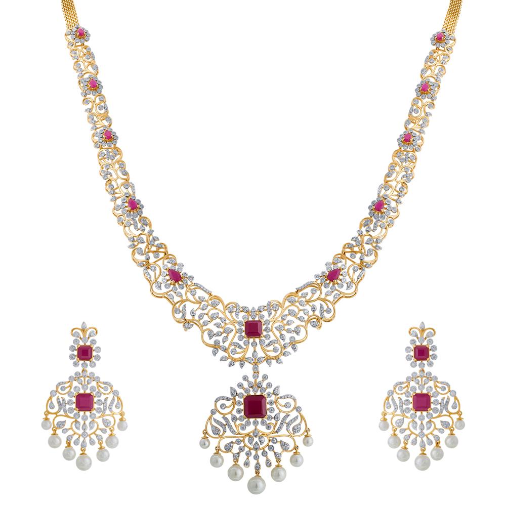 Buy Heerakam Varalakshmi Diamond Necklace Set