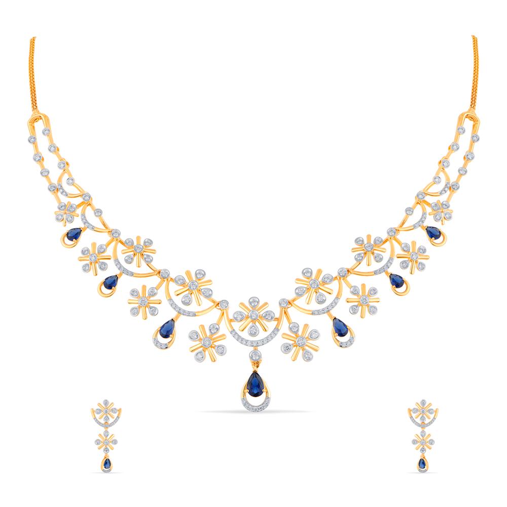 Buy 18 Karat Gold & Diamond Necklace Set