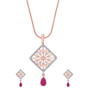 Buy 14 Karat Gold & Diamond Pendant Set