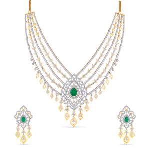 Buy 18 Karat Gold & Diamond Necklace Set