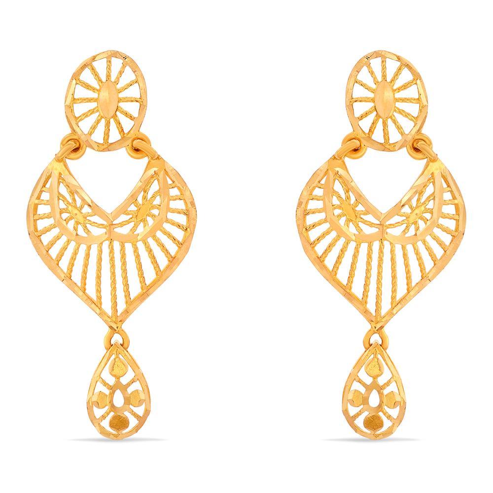 Buy 22 Karat Sunburst Drop Gold Earrings