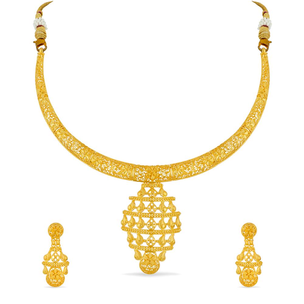 22KT Gold Necklace Set | Gold - Reliance Jewels