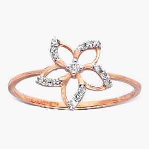 Buy Floral Design 14 Kt Gold & Diamond Ring For Women