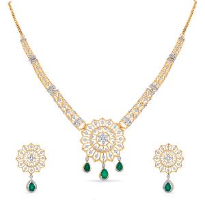 Buy 14 Karat Gold & Diamond Necklace Set
