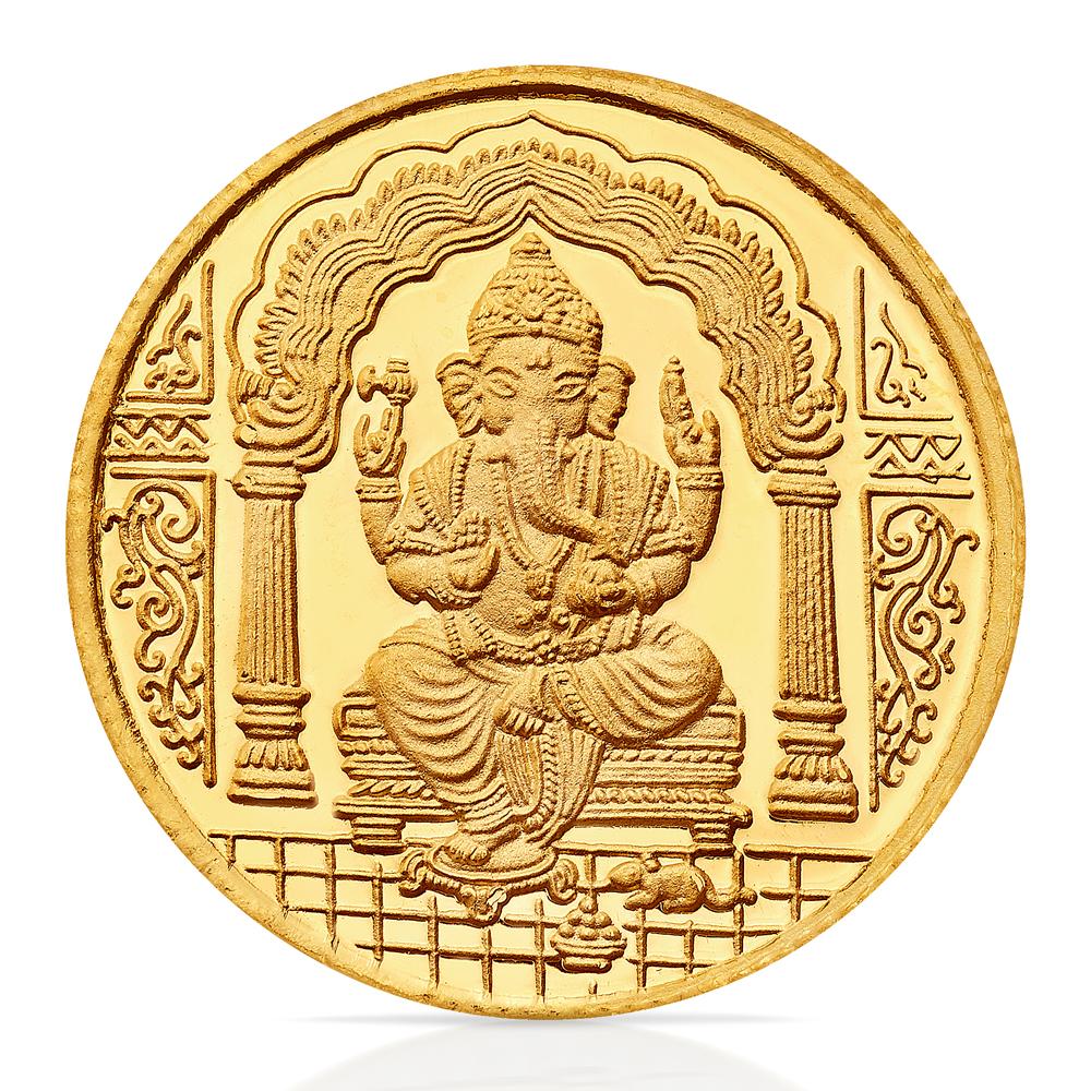 Buy 24 Kt Yellow Finish 10 Grams Lord Ganesh Gold Coin