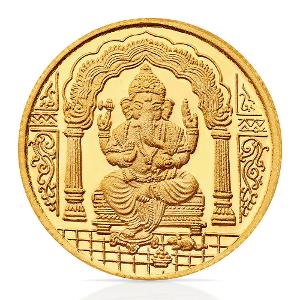 Buy 24 Kt Yellow Finish 10 Grams Lord Ganesh Gold Coin
