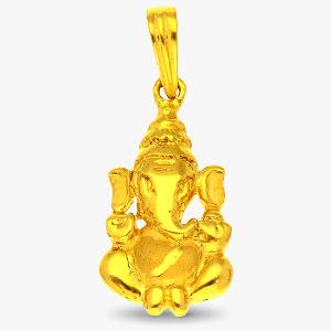 Buy Yellow Finish Lord Ganesha Design 22 Kt Gold Pendant
