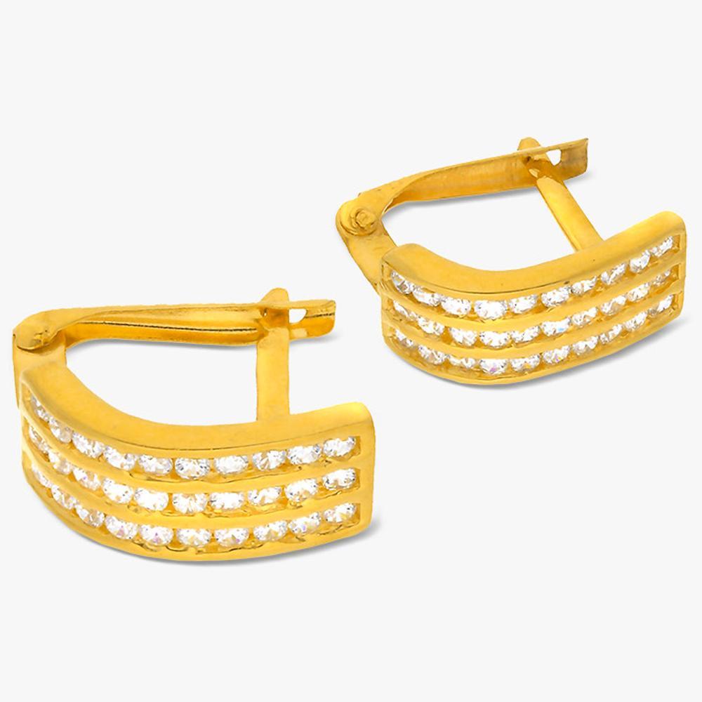 Buy Yellow Finish Symmetric Design 22 Kt Gold & Cubic Zircon Earrings