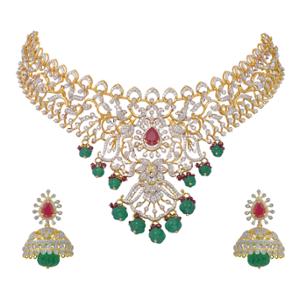 Buy 18 Karat Gold & Diamond Necklace Set