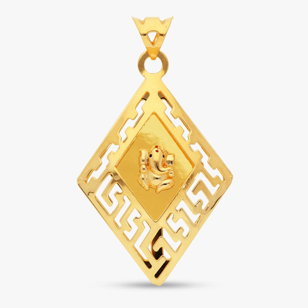Buy Yellow Finish Lord Ganesha Design 22 Kt Gold Pendant