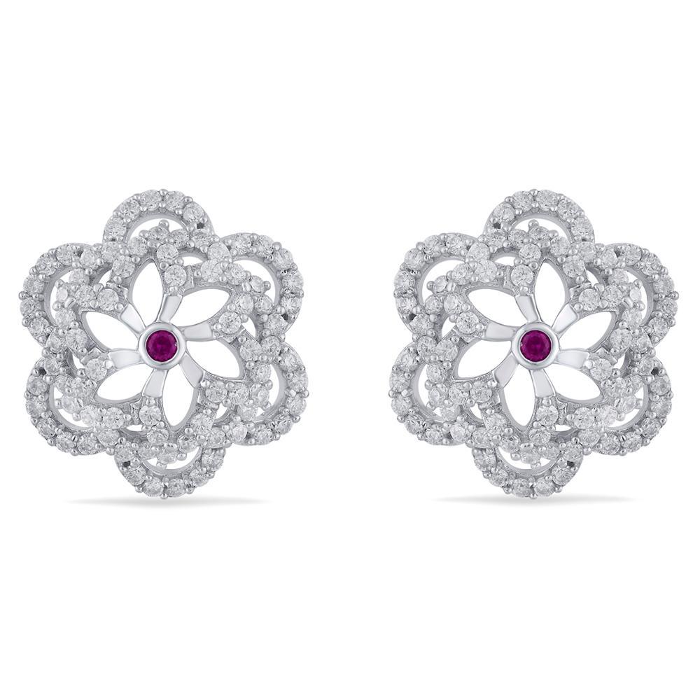 Buy Openwork Flower Silver Studs