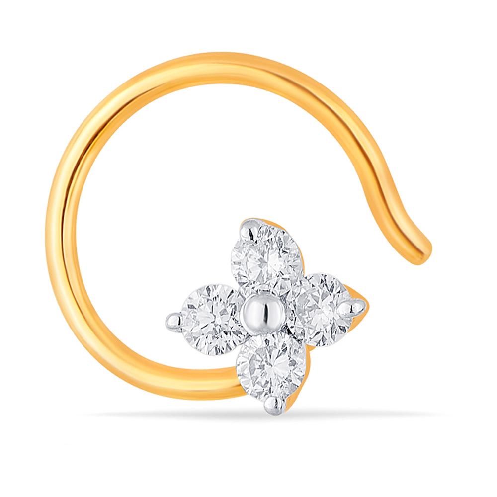 Buy 14 Karat Gold & Diamond Nose Pin