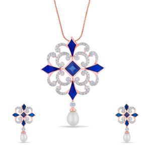 Buy 18 Karat Gold & Diamond Pendant Set