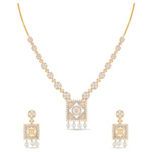 Buy 18 Karat Gold & Diamond Necklace Set