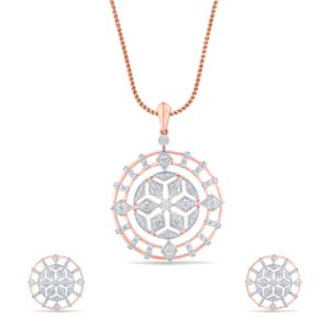 Buy 18 Karat Gold & Diamond Pendant Set