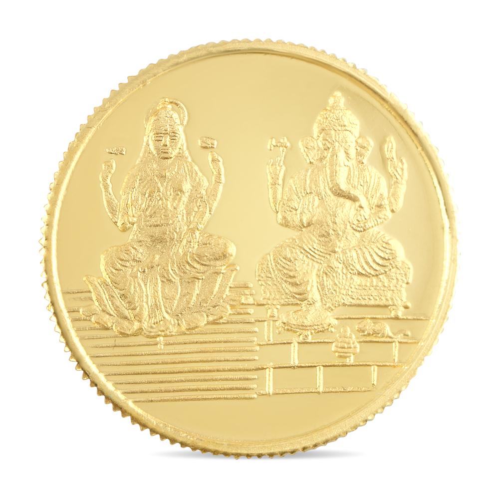 Buy 24 Kt Yellow Finish 10 Grams Laxmi Ganesh Gold Coin