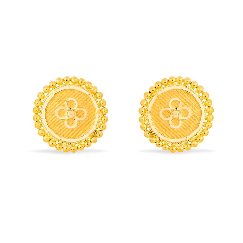 Buy Beaded Border Gold Studs