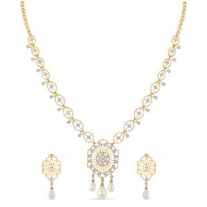 Buy 14 Karat Gold & Diamond Necklace Set