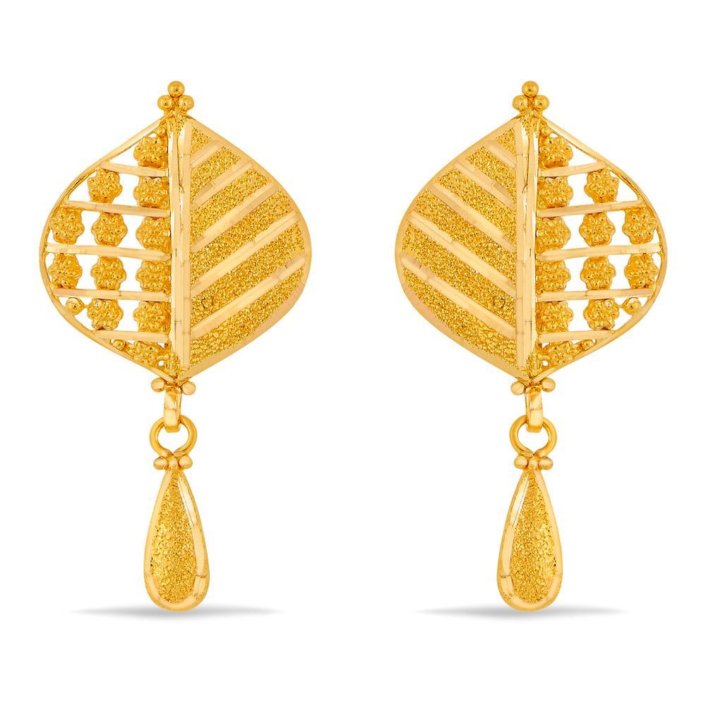 Buy Filigree Leaf Drop Gold Earrings