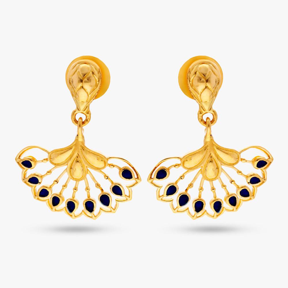Yellow Finish Leaf Design 22 Kt Gold Earrings | Gold - Reliance Jewels
