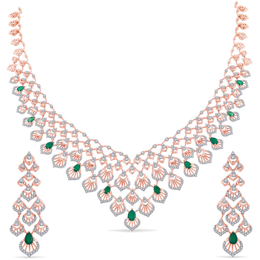 14 Karat Gold & Diamond Necklace Set | Diamond - Reliance Jewels