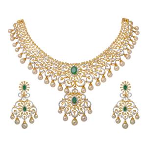 Buy 18 Karat Gold & Diamond Necklace Set