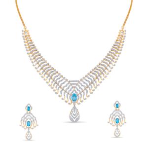 Buy 18 Karat Gold & Diamond Necklace Set