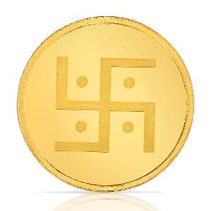 Buy 24 Kt Yellow Finish 4 Grams Swastik Gold Coin