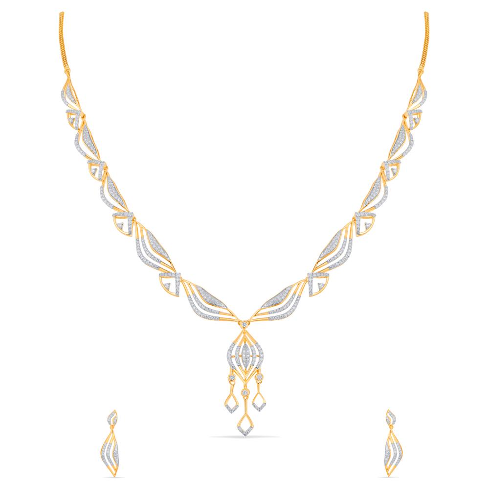 Buy 18 Karat Gold & Diamond Necklace Set